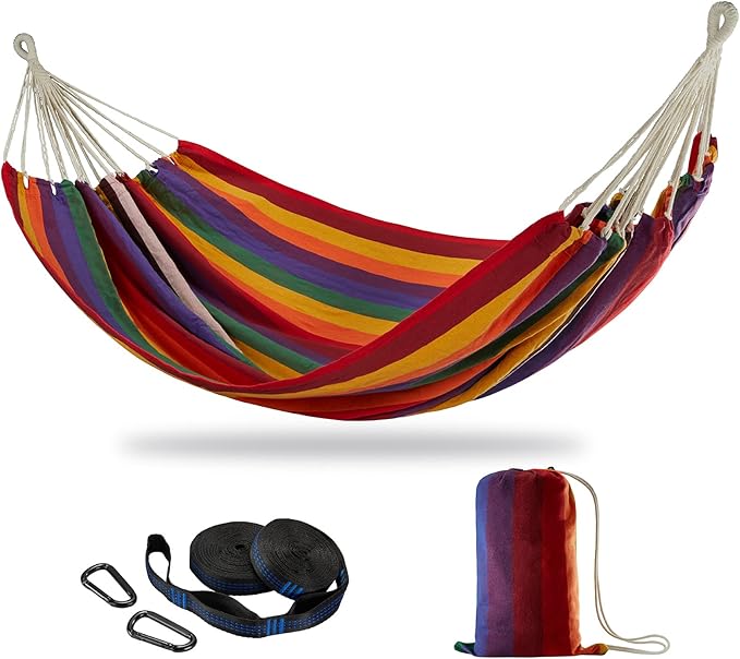 Brazilian Double Hammock with Tree Straps,Extra Large 240x160cm,2 Persons Ham...
