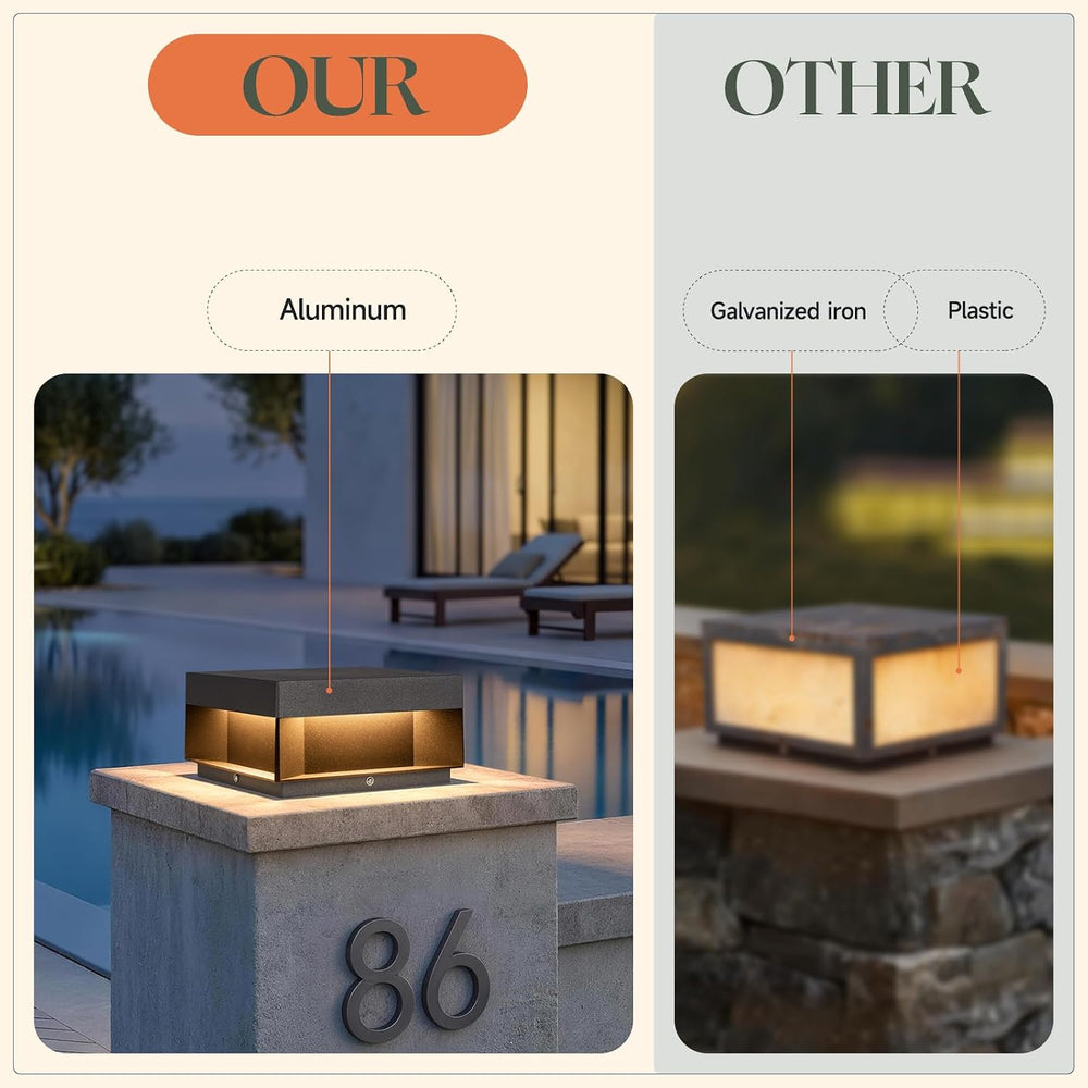 8'' Outdoor Post Lights Hard Wired, AC100-240V Pillar Lights Outdoor