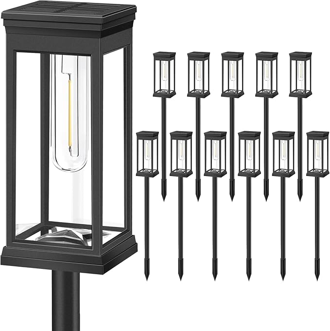 BesLowe Upgraded Solar Pathway Lights Outdoor, 12-Pack Large LED Solar Light ...