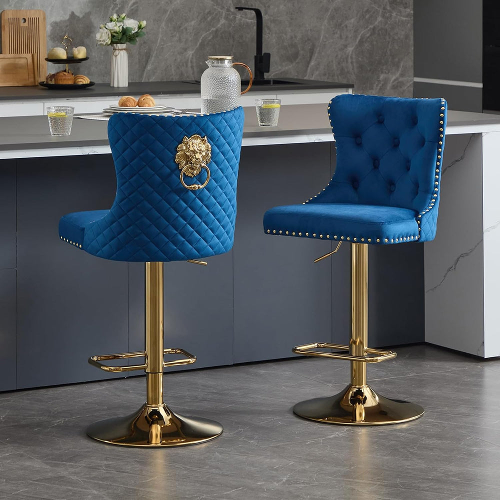 Modern Barstools Set of 2 Adjustable Velvet Bar Stools Counter Height Stools ...