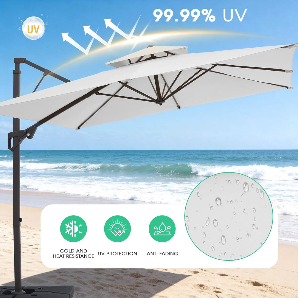 JEAREY 10x10 ft 2-Tier Cantilever Patio Umbrella, Outdoor Offset Umbrella