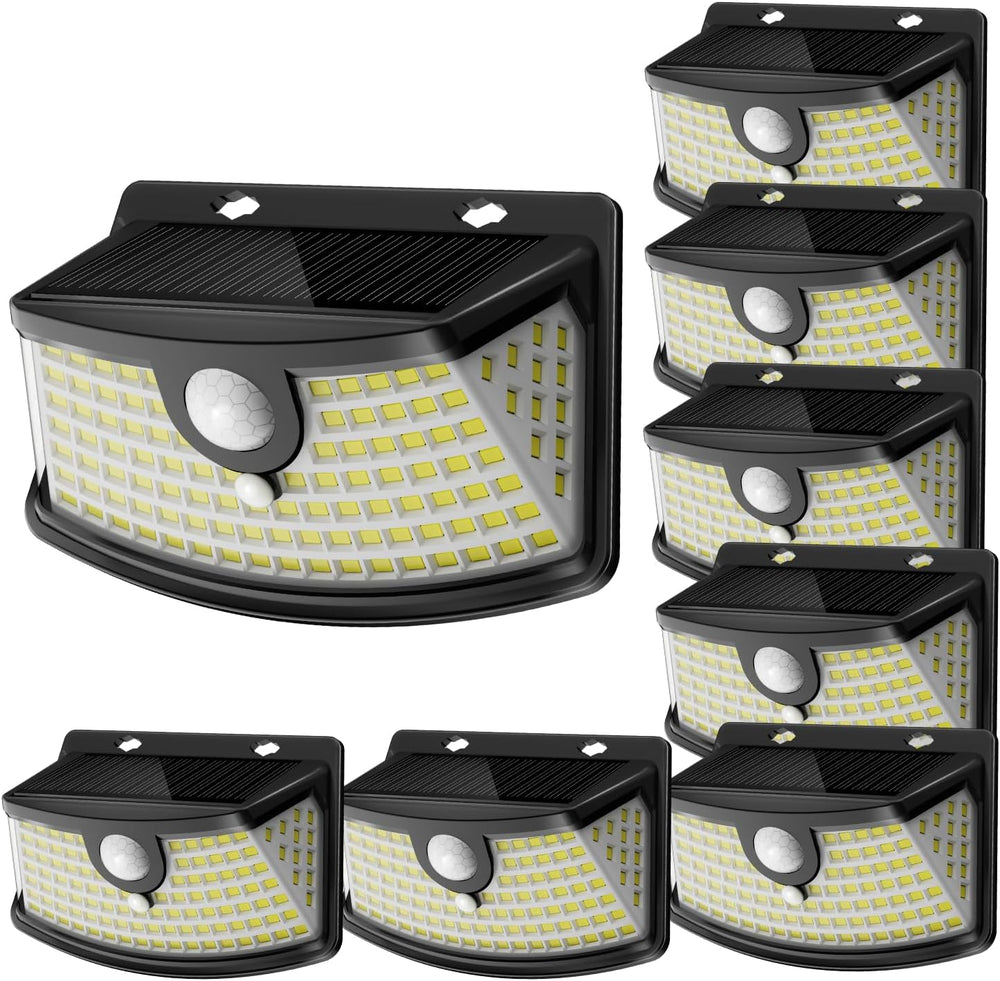 Aootek Solar Motion Sensor Lights Outdoor 120 LEDs, Black, 8 Pack
