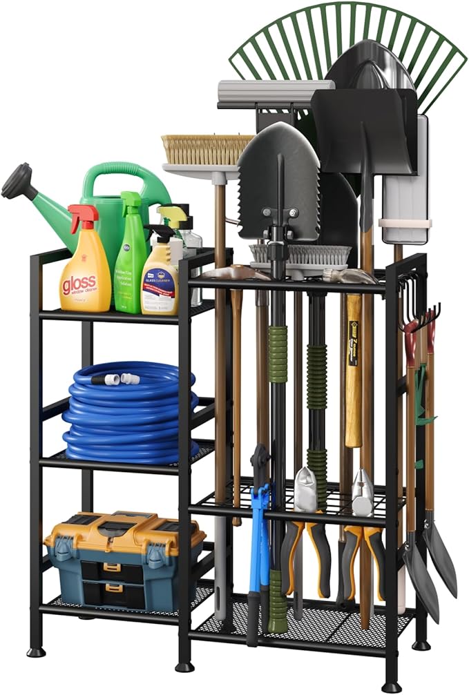 keomaisyto Garden Tool Organizer for Garage Organization, 3 Tier Yard Tool St...