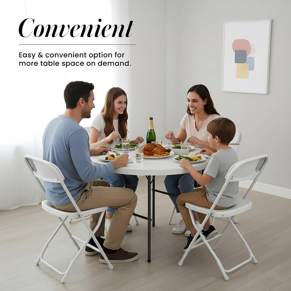 Our Modern Space 3.5 Feet Circular Round Foldable Table with Built in Handle ...