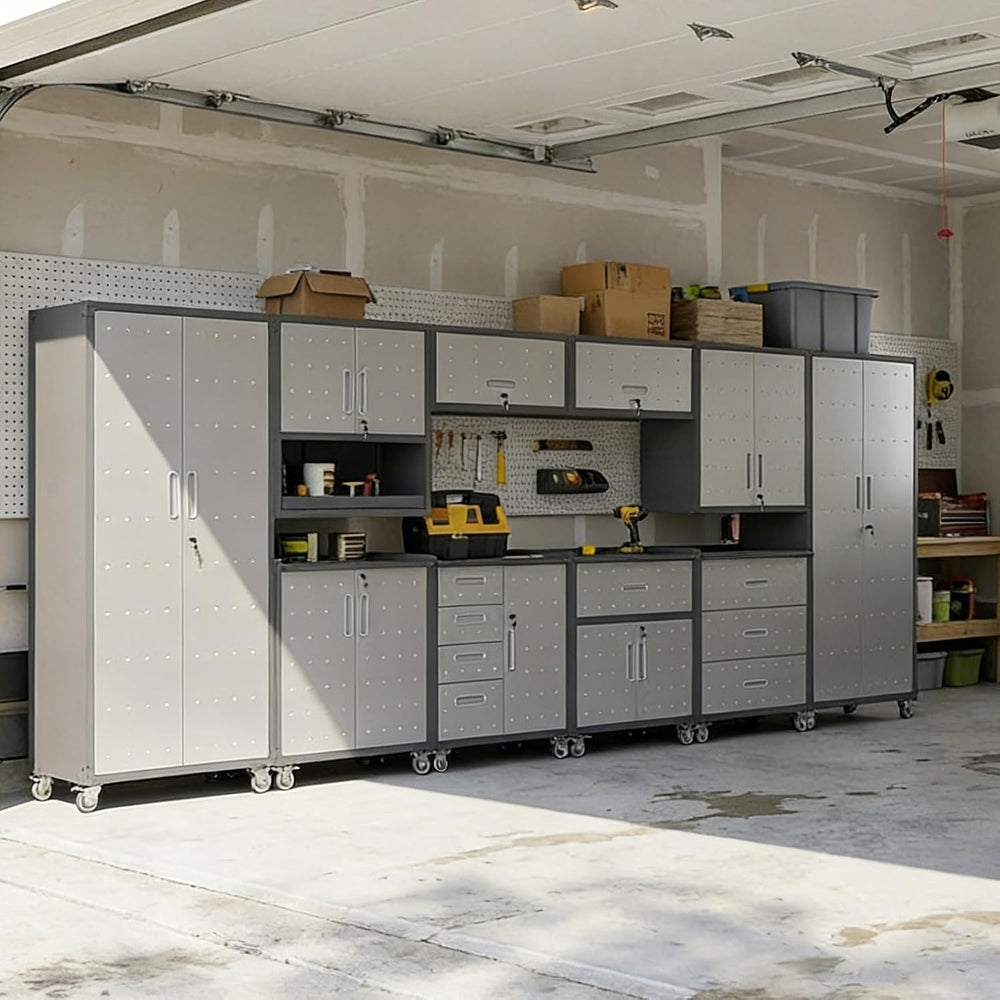 Garage Cabinet System | Heavy Duty Steel All-in-One Modular Garage Cabinet Se...
