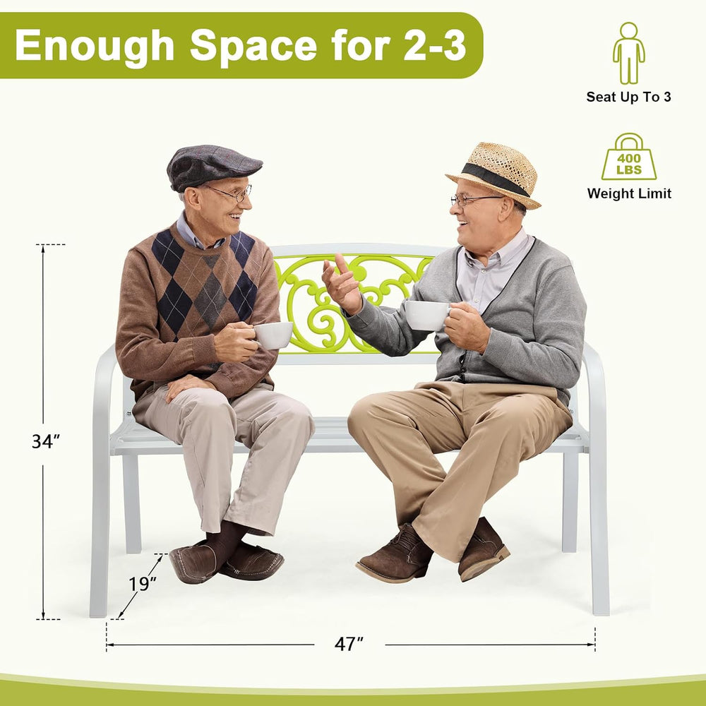 47in Outdoor Garden Park Bench,Outdoor Metal Porch Benches,Weatherproof Patio...