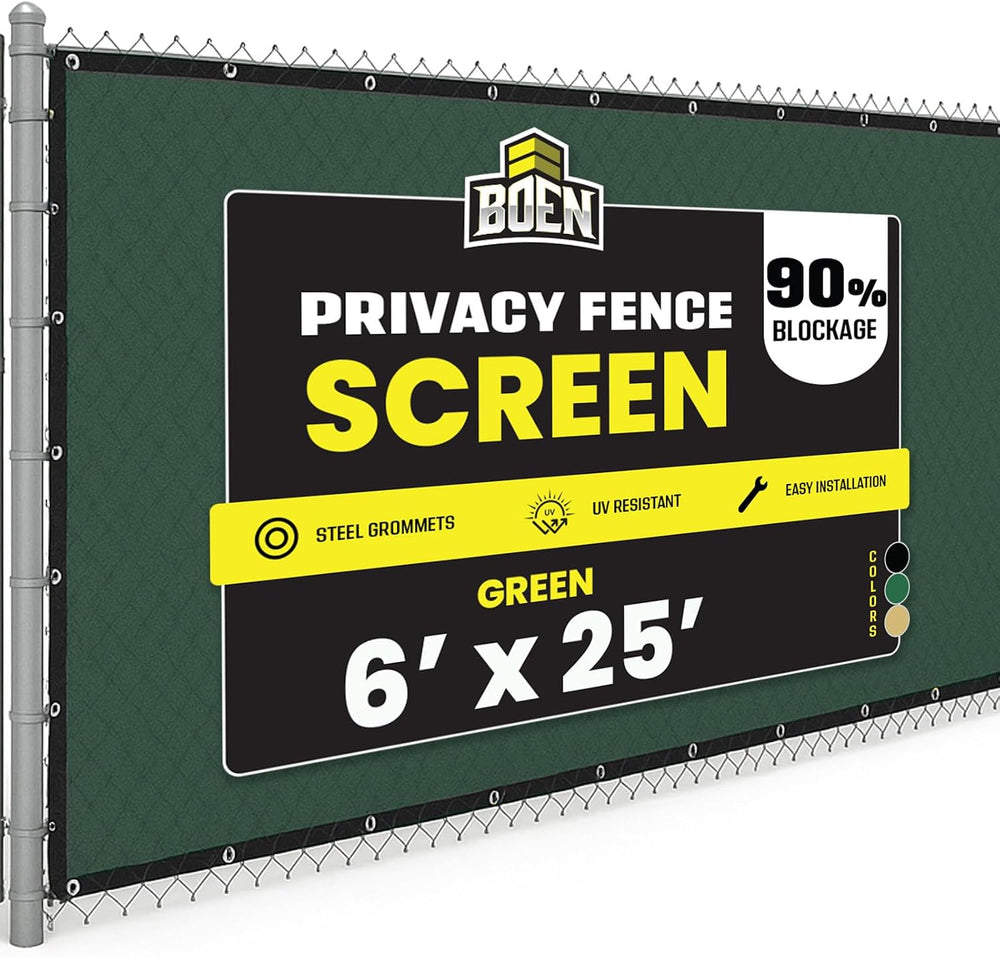 Chain Link Fence Privacy Screen 6'x25' Green, Windscreen Mesh Outdoor