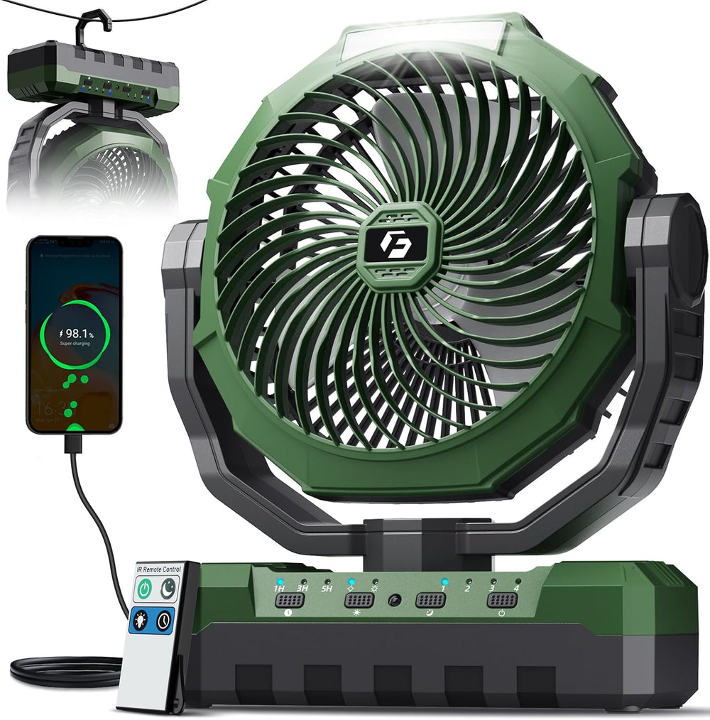 FRIZCOL 3-in-1 Camping Fan - Portable Fans Rechargeable - 24000mAh Battery Po...