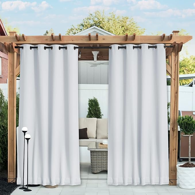 NICETOWN 2 Panels Outdoor Curtains with Grommet & Back Tab on top and Bot...