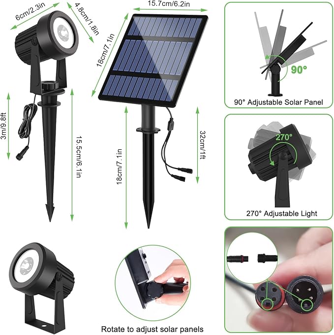 Solar Spotlights Outdoor Waterproof, RGB Landscape Spotlights, Christmas Deco...
