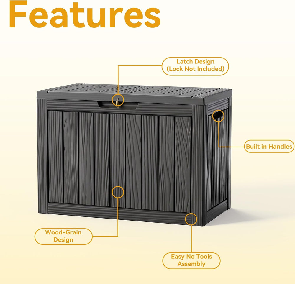 50 Gallon Outdoor & Indoor Deck Storage Box, Waterproof Lockable Patio St...