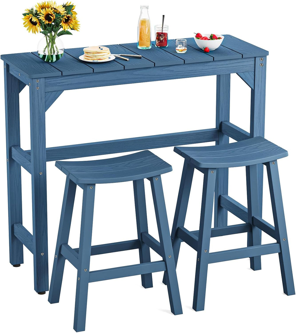 3-Piece Outdoor Bar Set, 42" Bar Height Table & 2 Outdoor Bar Stools