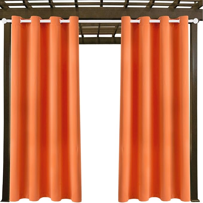 Water Proof Outside Curtains with Grommet Top for Porch, W52 x L120 Thermal I...