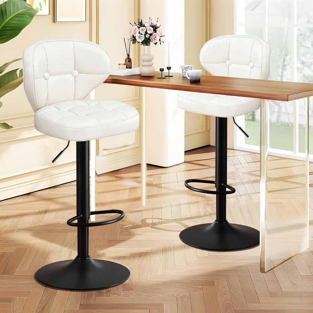 Bar Stools Set of 4, Adjustable Swivel Bar Chairs with 360° Rotation, Padded ...