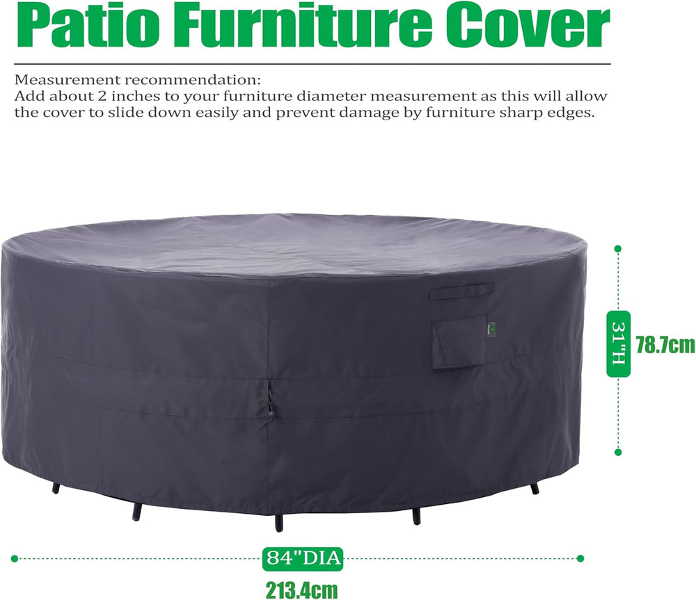 F&J Outdoors Round Patio/Outdoor Furniture Covers, Grey, 84"Dia x 31...