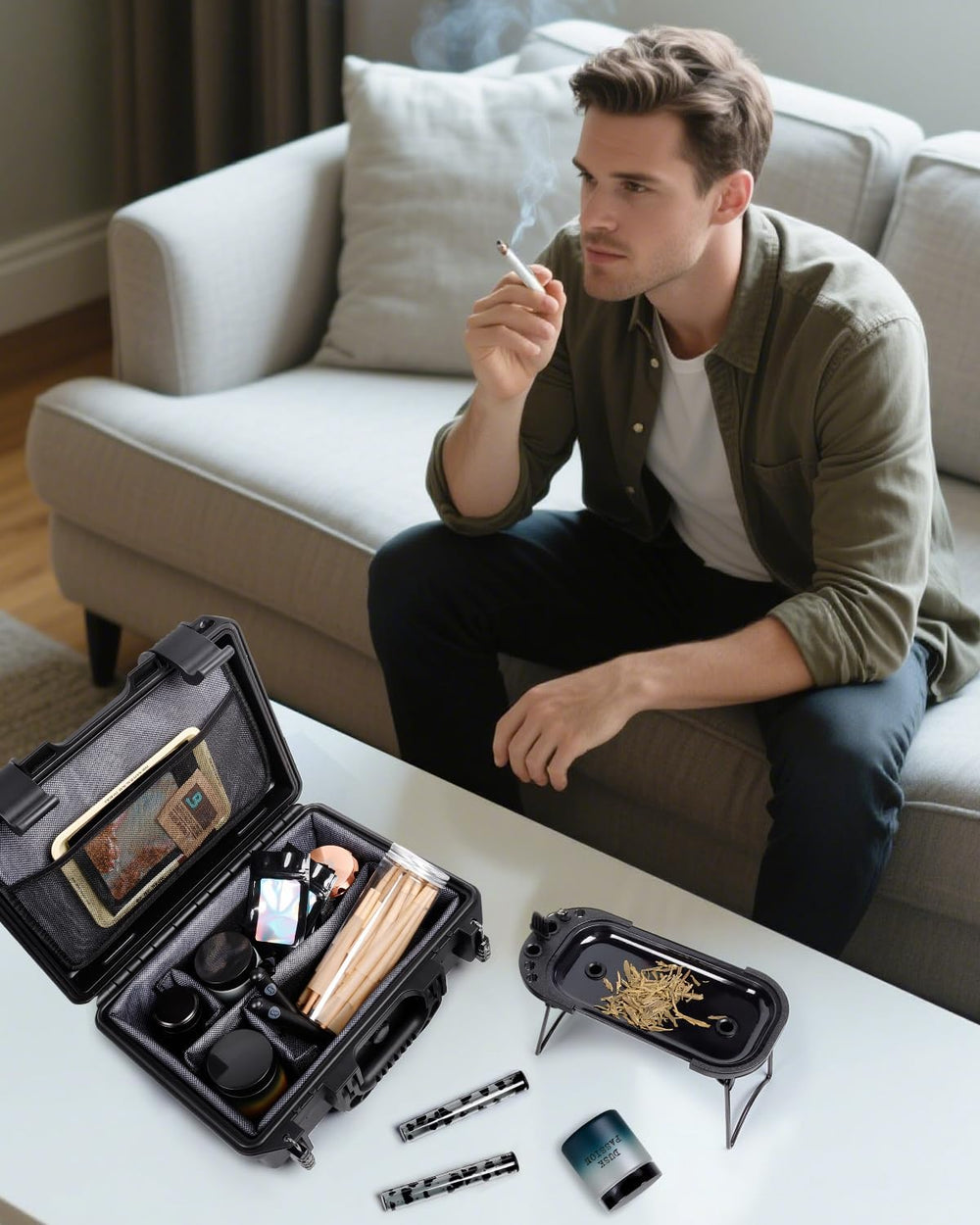 Smell Proof Container, Crushproof Stash Storage Case with Accessories