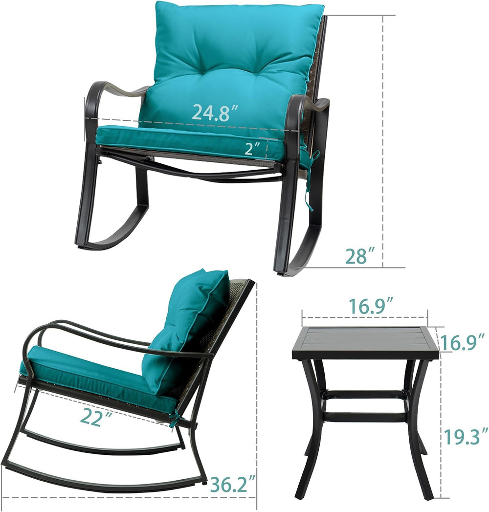 Kozyard 3 Piece Outdoor Rocking Chairs Patio Bistro Set