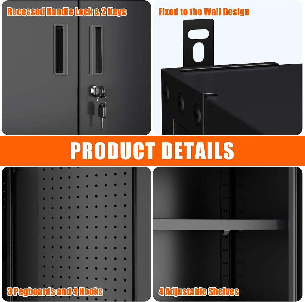Upgraded Wide & Deep Metal Garage Storage Cabinet with Wheels,Black