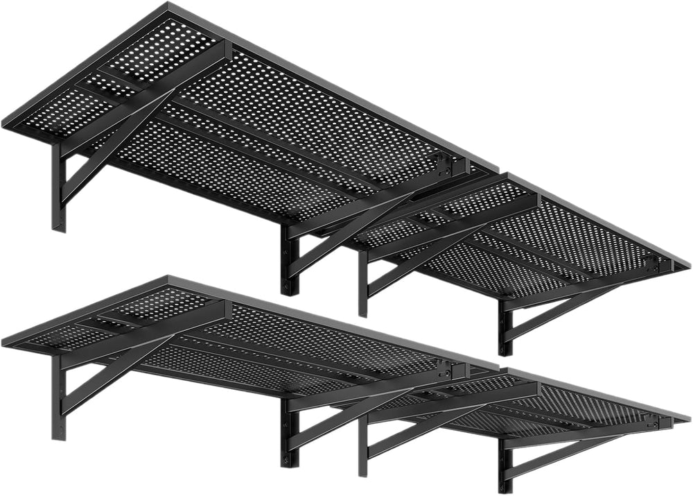Jusgym 4 Pack Garage Shelving Wall Mounted, 2x3ft, 1400LBS Integrated Grid