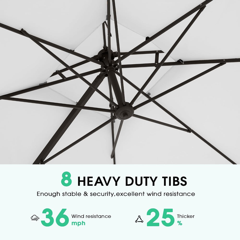 JEAREY 10x10 ft 2-Tier Cantilever Patio Umbrella, Outdoor Offset Umbrella