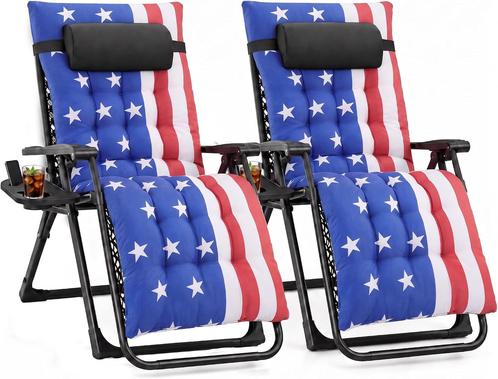 NEWBULIG Zero Gravity Chairs Set of 2, Outdoor Chairs with Cup Holder Trays