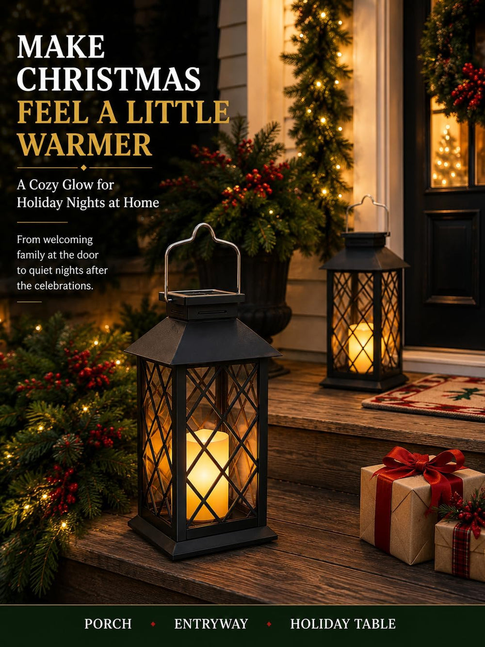 2 Pack 14'' solar lanterns outdoor waterproof,Includes flameless candles