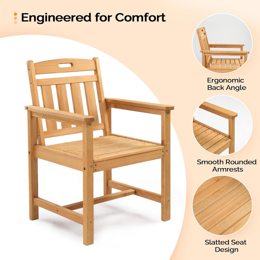 VINGLI Outdoor Dining Chairs, Solid Wood Patio Chairs Outdoor Chair for Garde...