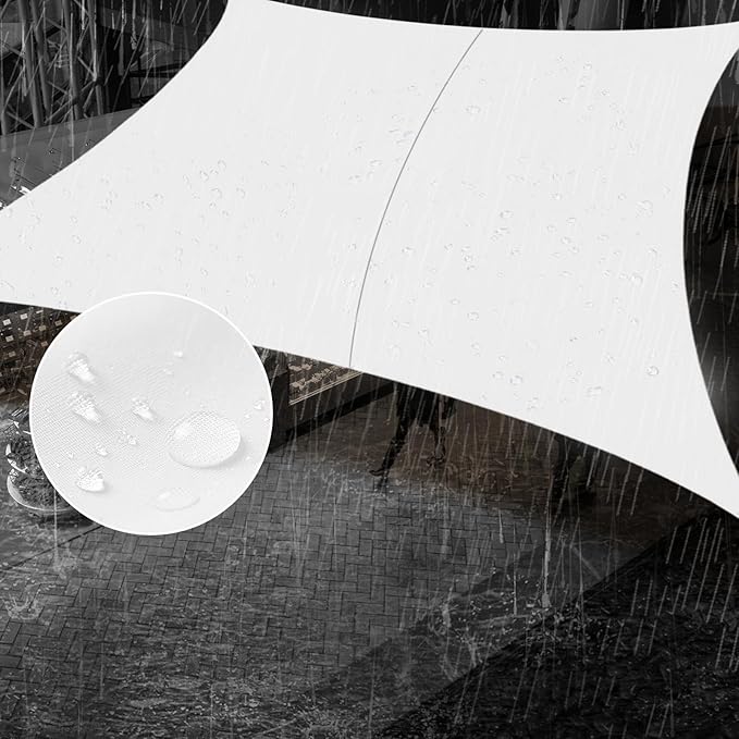 SUNNY GUARD Waterproof Sun Shade Sail 10' x 13' White Rectangle UV Bl...