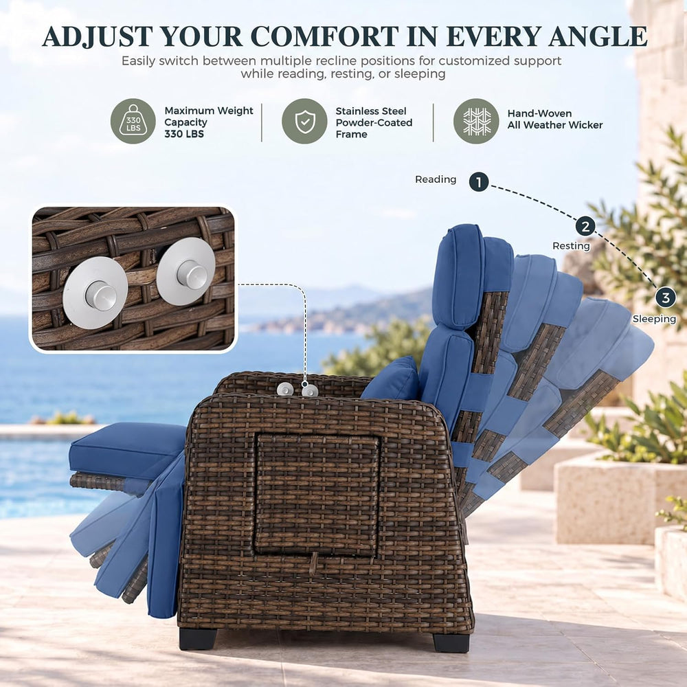 Restland Upgraded Outdoor Recliner with Independent Adjustable Back & Foot