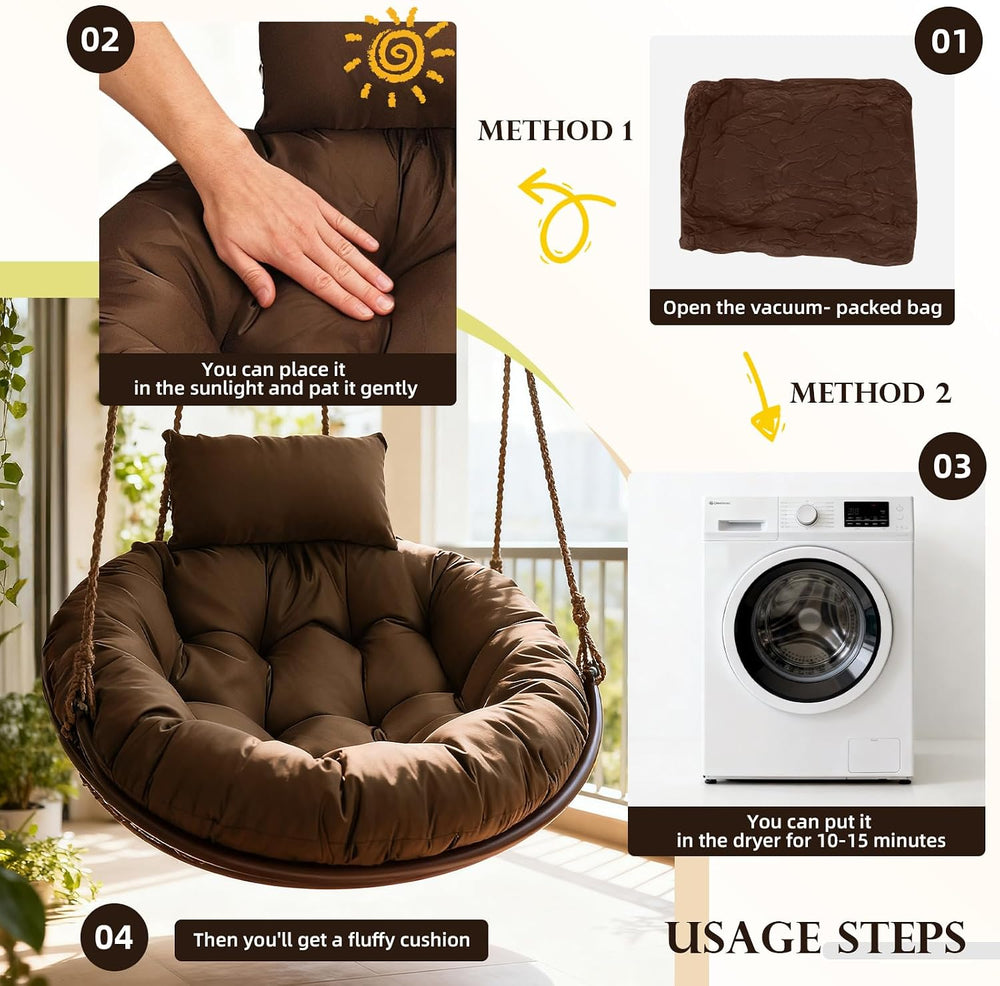 Removable Egg Chair Cushions with Headrest Pillow Waterproof