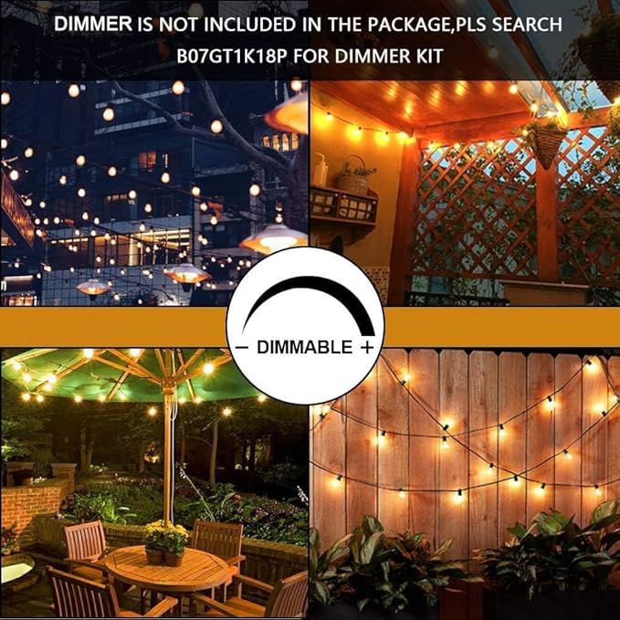 Svater Outdoor String Lights 150FT, E26 Socket, 48pcs S14 Shatterpoof Bulbs, ...