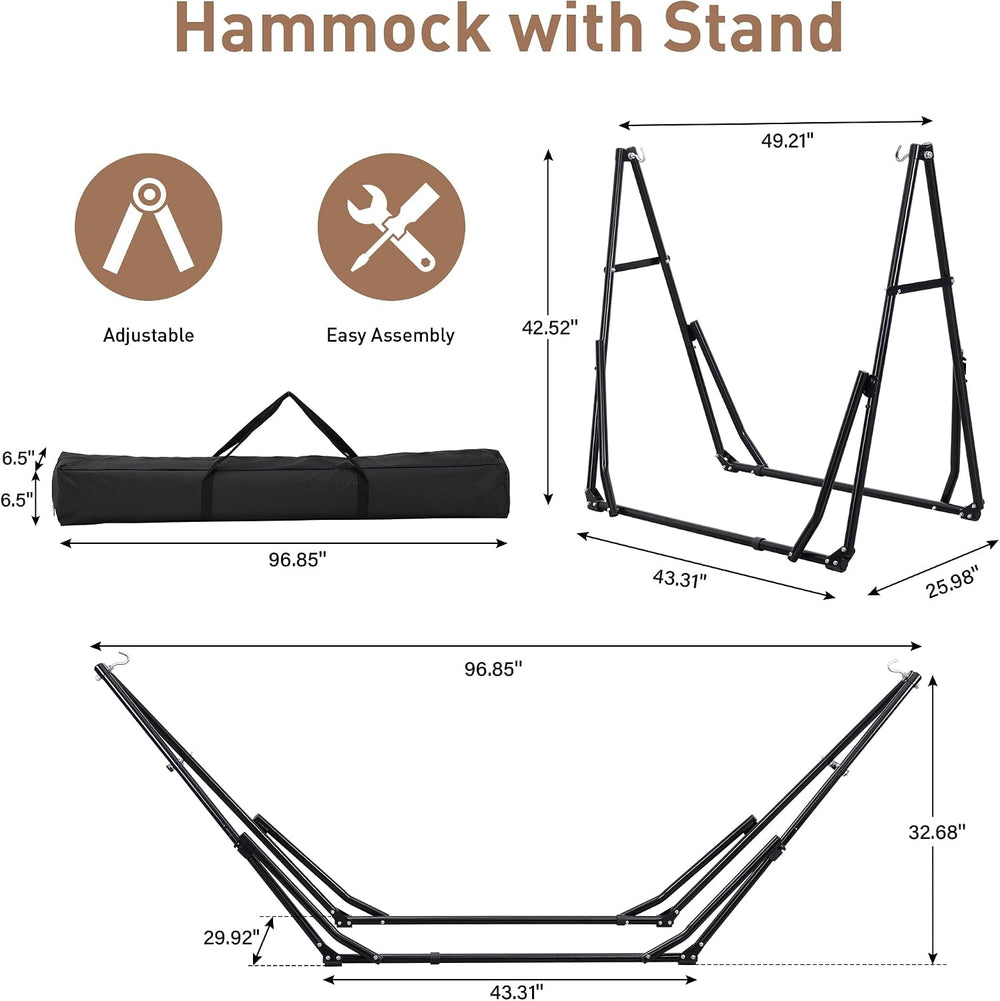 Ainfox Hammock with Foldable Stand, 2 in 1 Hammock and Swinging Chair with Ca...
