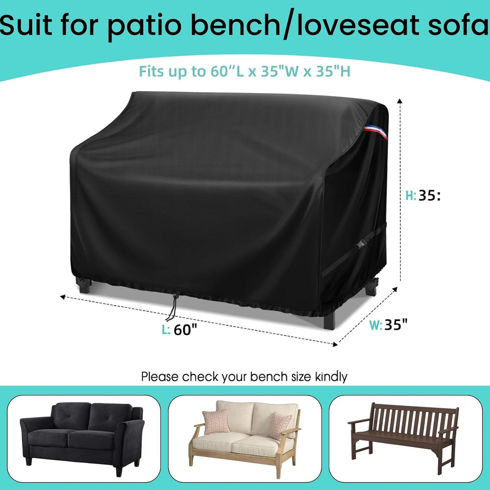 60" Outdoor Garden Bench Cover, Waterproof 2-Seater Loveseat Cover