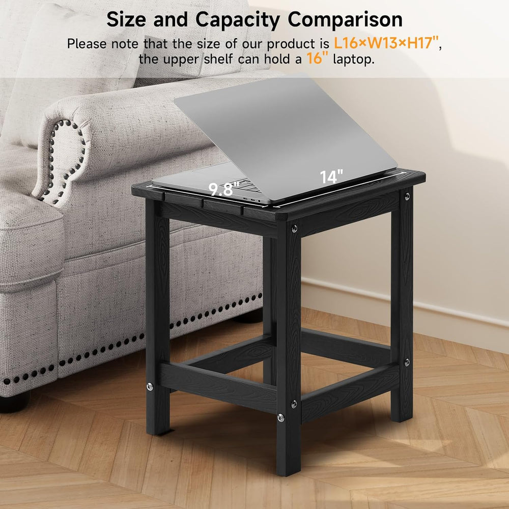 ONBRILL Outdoor Side Table Set of 2, Adirondack Small End Table, Black