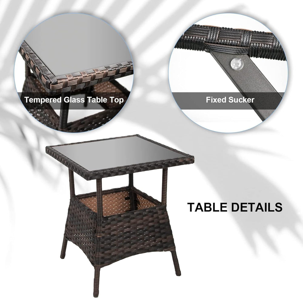 LEVELEVE 3 pcs Rocking Bistro Set Conversation Chairs PE Wicker Outdoor Rocki...
