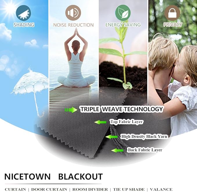 NICETOWN Outdoor Curtain for Patio Waterproof Public Separator, Rustproof Top...