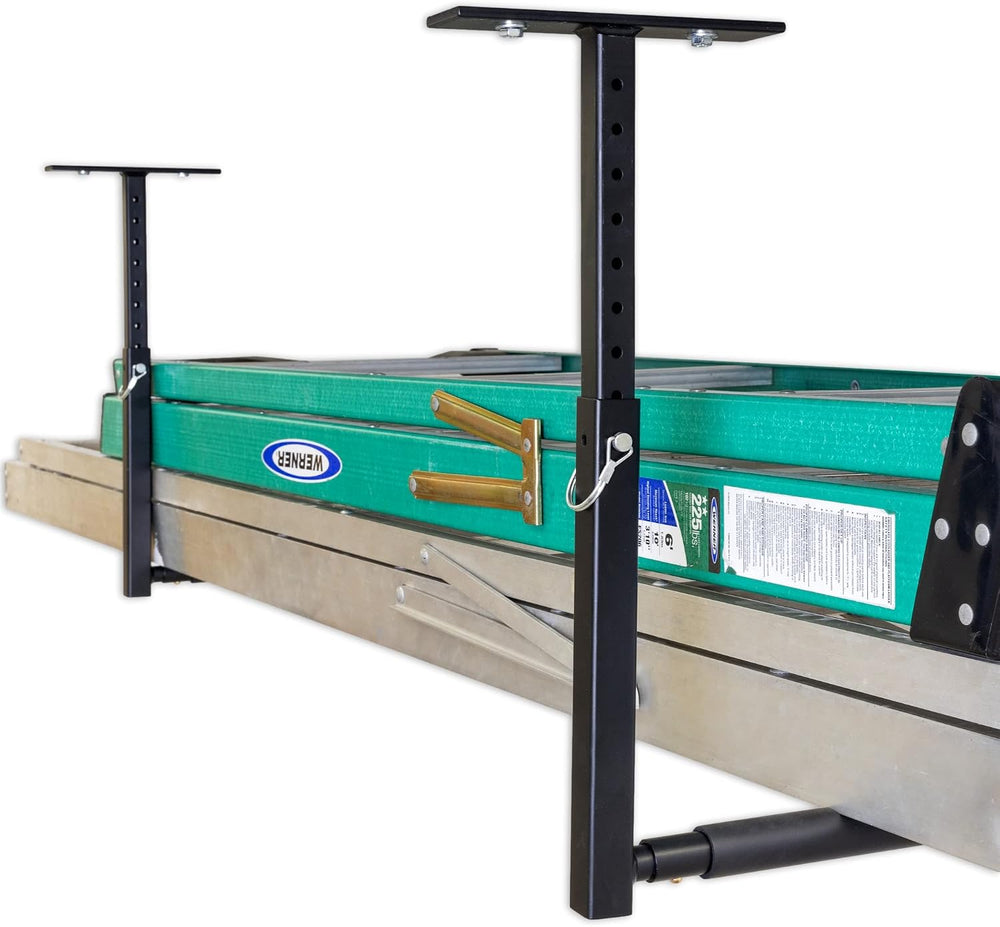 StoreYourBoard Adjustable Overhead Ladder Rack – Garage Organizer Ladder Shel...