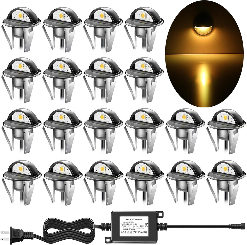 20pcs LED Step Lights Low Voltage IP65 Waterproof Recessed LED Deck Lighting,...