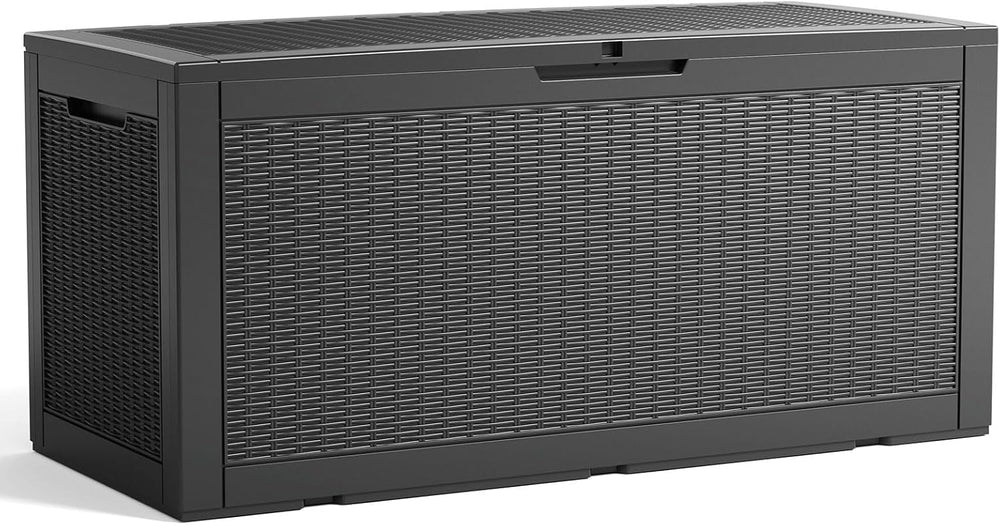 125 Gallon Outdoor Storage Box, Large Waterproof UV Resistant Deck Box, Locka...