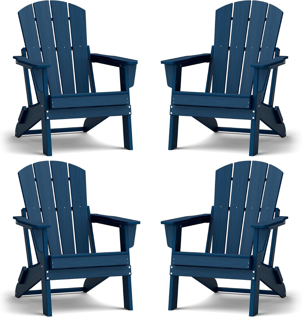 EcoVidaOutdoors Adirondack Chair Set of 4, HDPE Outdoor Chair, Navy