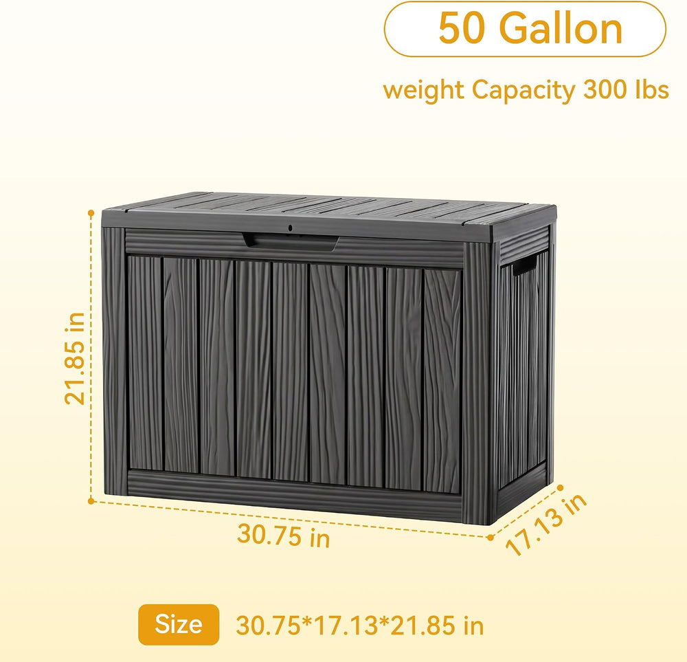 50 Gallon Outdoor & Indoor Deck Storage Box, Waterproof Lockable Patio St...