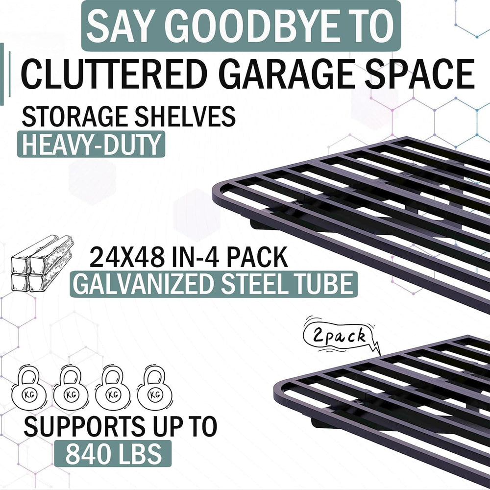 4-Pack 2x4 ft Large Garage Wall Shelving Garage Shelving Wall Mounted, Garage...