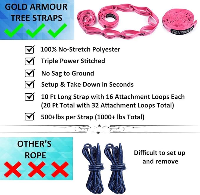 Gold Armour Camping Hammock - XL Double Hammock Portable Hammock Camping Acce...