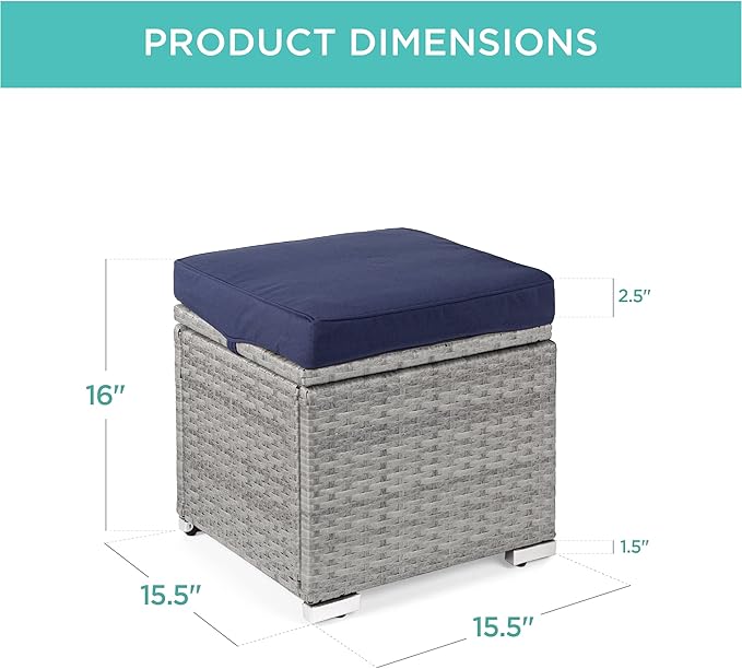 Best Choice Products Set of 2 Wicker Ottomans, Multipurpose Outdoor Furniture...