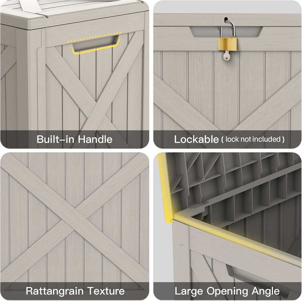 Mars Villa 31 Gallon Deck Box, Waterproof Outdoor Storage Box, Grey