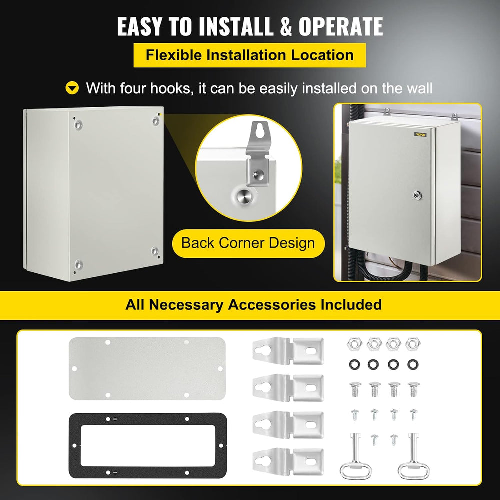 VEVOR Electrical Enclosure Box, 16'' ×12'' ×6'', Carb...