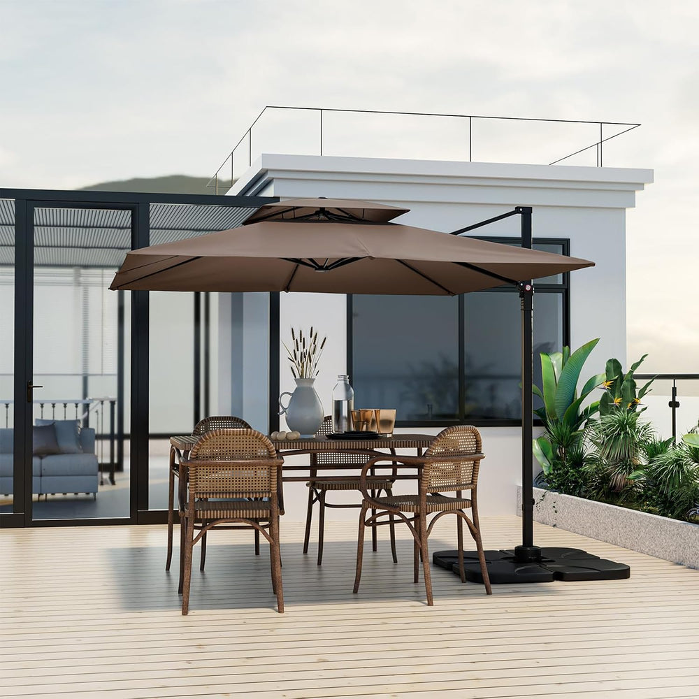 Tangkula 9.5 FT Cantilever Patio Umbrella, Outdoor Square Offset Umbrella wit...