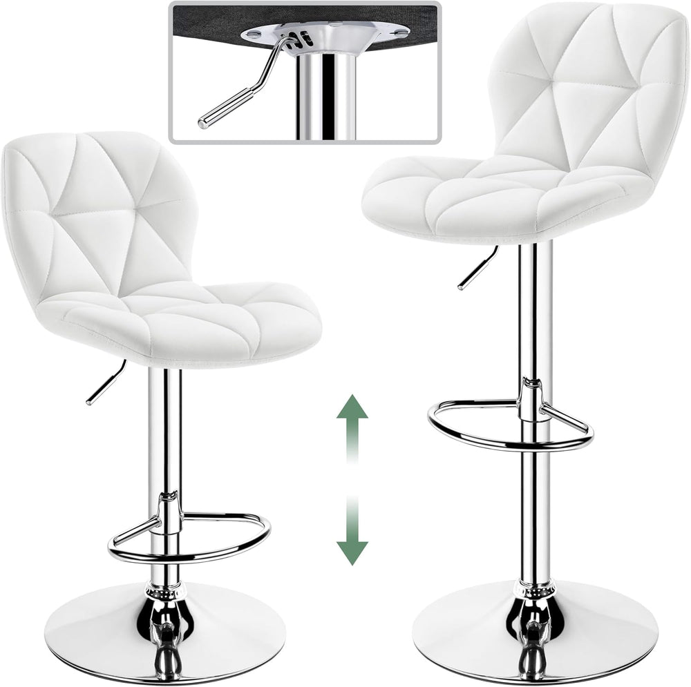 Yaheetech Bar Stools Set of 4 Adjustable Height Swivel Barstools White