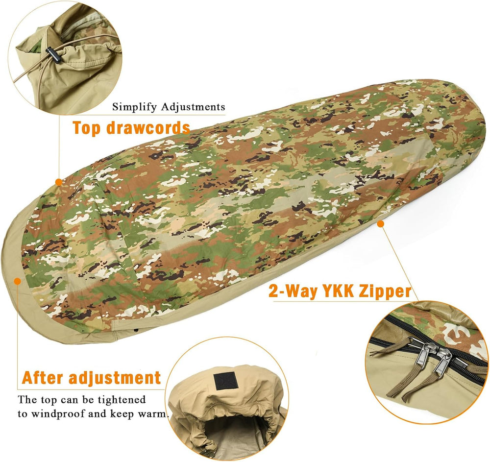 AKMAX Military Bivy Cover Sack Waterproof Sleeping Bag Shell Shelter Coyote