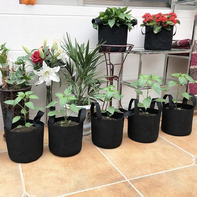 JERIA 12-Pack 30 Gallon Grow Bags, 300G Thickened Nonwoven Garden Pots,Heavy ...